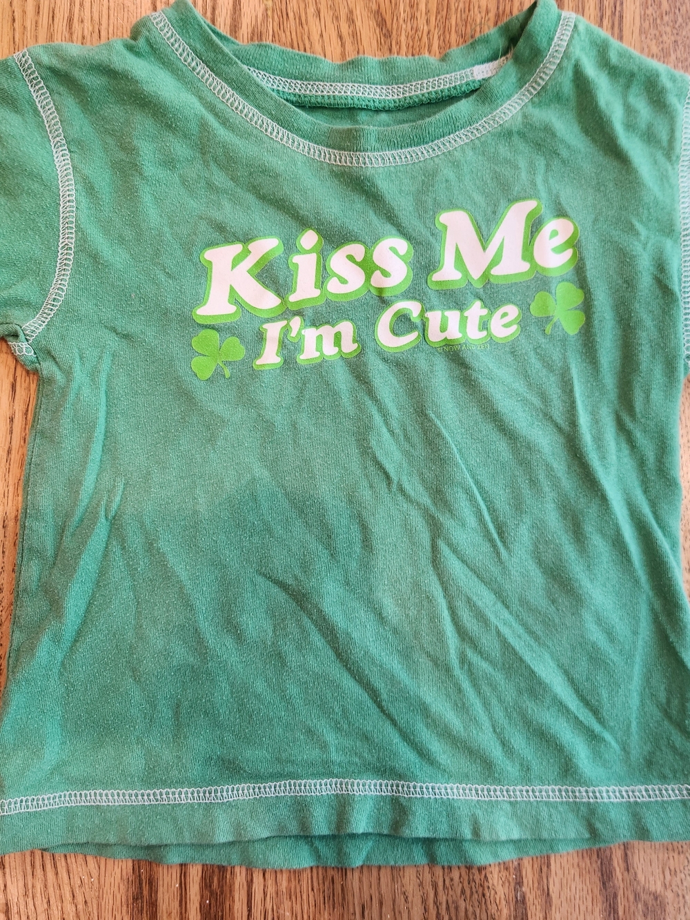 Kiss Me Im Cute Green Baby/Toddler Tee - Aqua Green